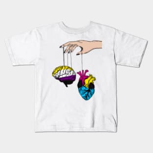 Non-binary Brain with Demipansexual Heart Kids T-Shirt